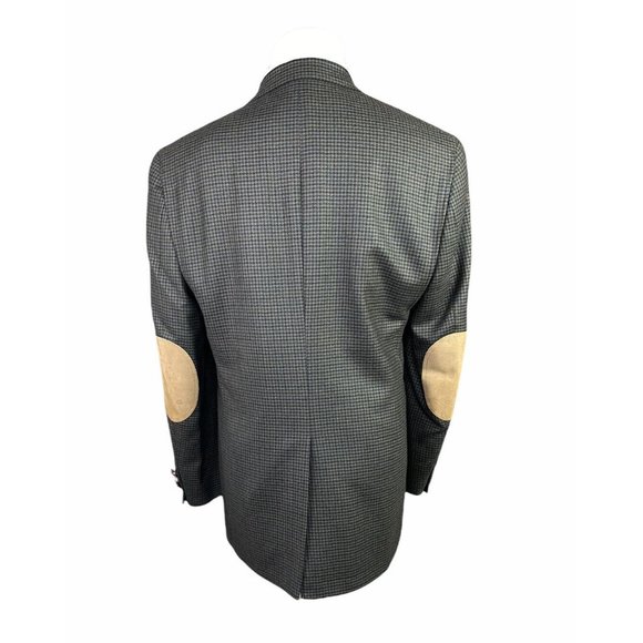 Austin Reed Brown Wool Houndstooth Blazer Jacket Sport Coat Elbow Patch 42L - Picture 5 of 10